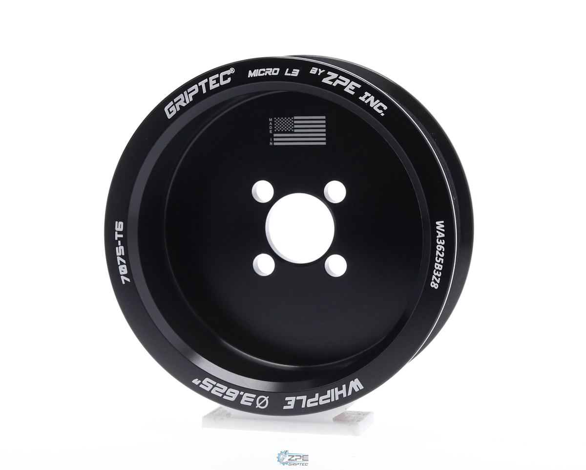 3.625" 8 Rib ZPE GripTec® Whipple Cobra L3 Black Pulley