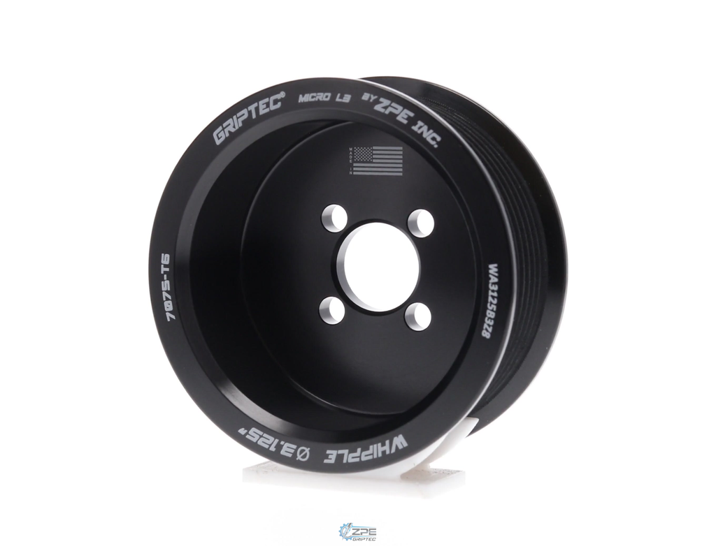 3.125" 8 Rib ZPE GripTec® Whipple Cobra L3 Black Pulley