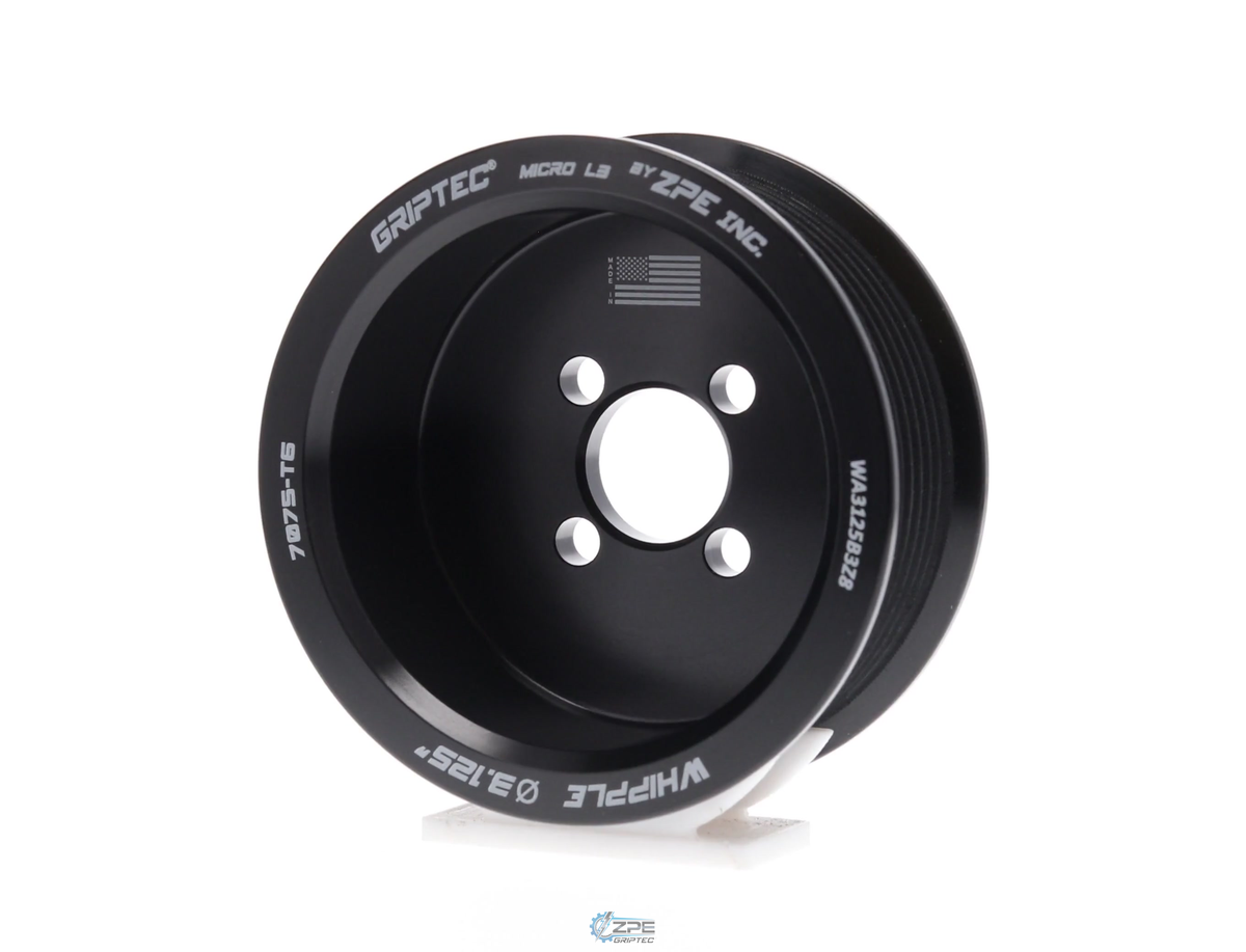 3.125" 8 Rib ZPE GripTec® Whipple Cobra L3 Black Pulley