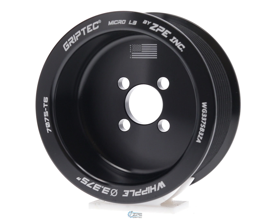3.375" 10 Rib ZPE GripTec® Whipple GT500 L3 Black Pulley
