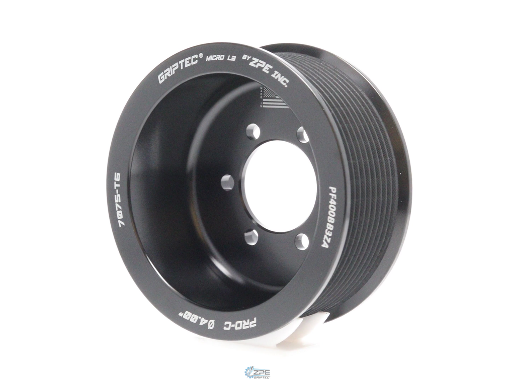 4.00" 10 Rib ZPE GripTec® 2pc ProCharger Offset L3 Black Pulley Only