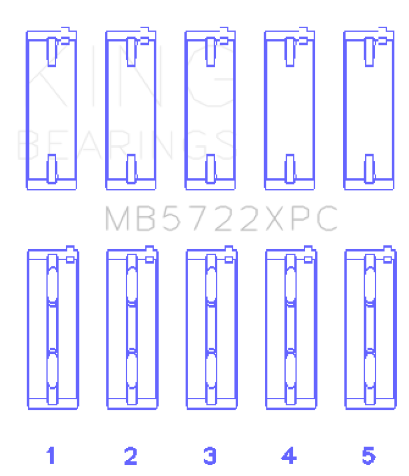 King Engine Bearings Mitsubishi 4B11T EVO X 2007+ (Size .026) Coated Performance Main Bearing Set Main image