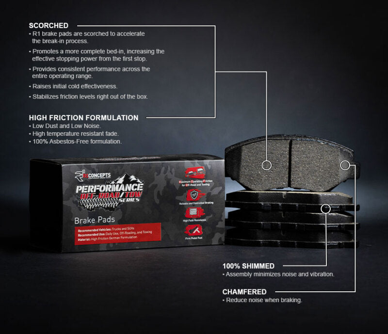 R1 1999-2013 Cadillac Escalade ESV Front/Rear Performance Off-Road/Tow Brake Pads & Hardware Kit Secondary image