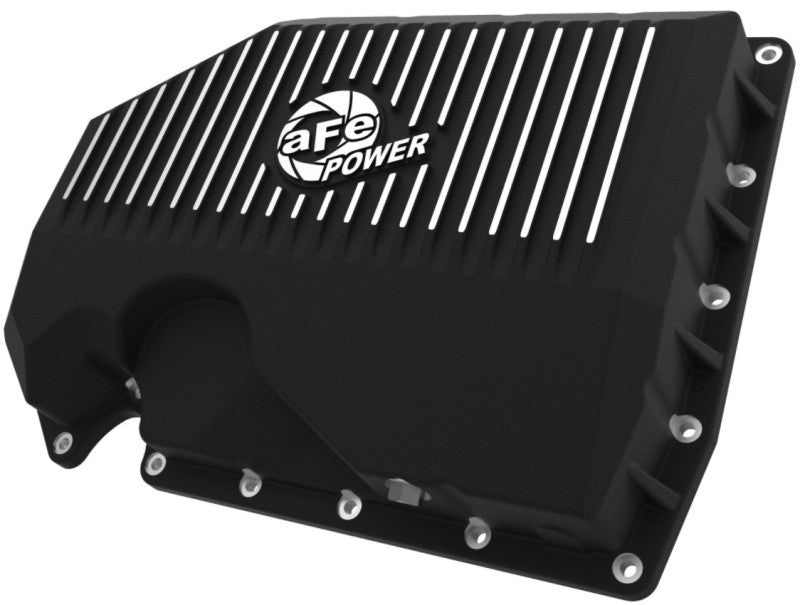 aFe 05-19 VW 1.8L/2.0L w/o Oil Sensor Engine Oil Pan Black POWER Street Series w/ Machined Fins Main image