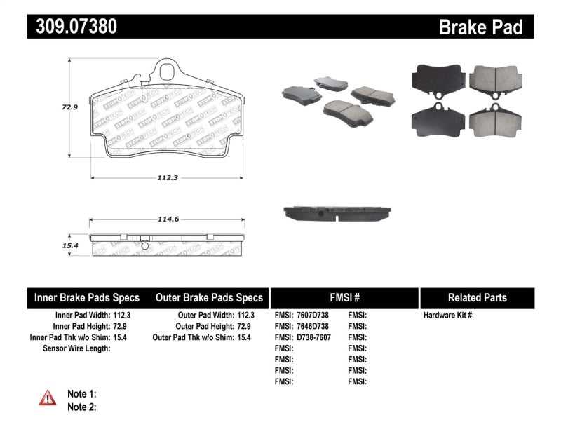 StopTech Performance 97-04 Porsche Boxster / 00-08 Boxster S / 98-08 911 Rear Brake Pads Main image
