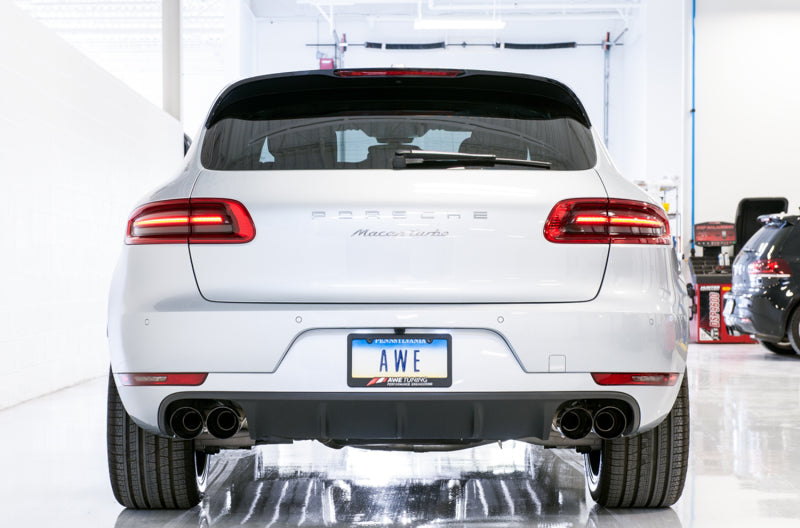 AWE Tuning Porsche Macan Track Edition Exhaust System - Diamond Black 102mm Tips (view 2)