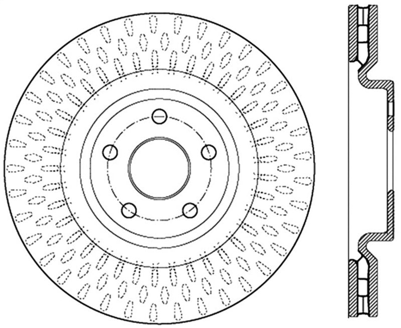 StopTech 12-18 Jeep Grand Cherokee SRT8 (380mm Front Disc) Front Left Slotted Sport Brake Rotor Main image