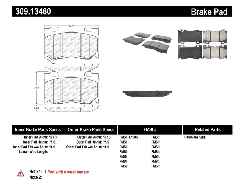 StopTech Performance 09-13 Infiniti FX35/FX37/FX45/FX50/08-13 G37 / 09-12 370Z Front Brake Pads Main image