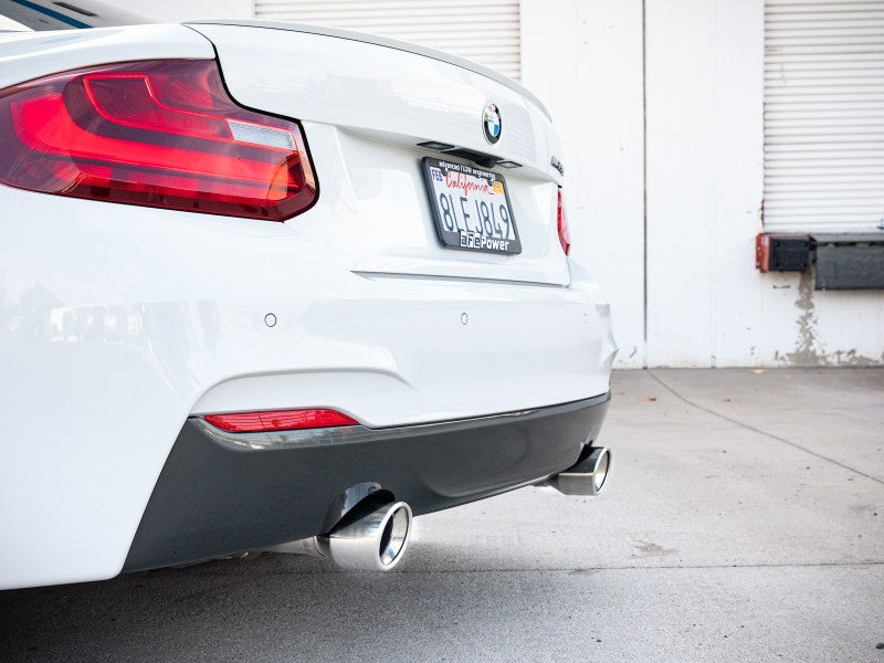 aFe MACHForce XP 3in to 2.5in 304 SS Axle-Back Exhaust w/ Polished Tips 14-16 BMW M235i (view 2)
