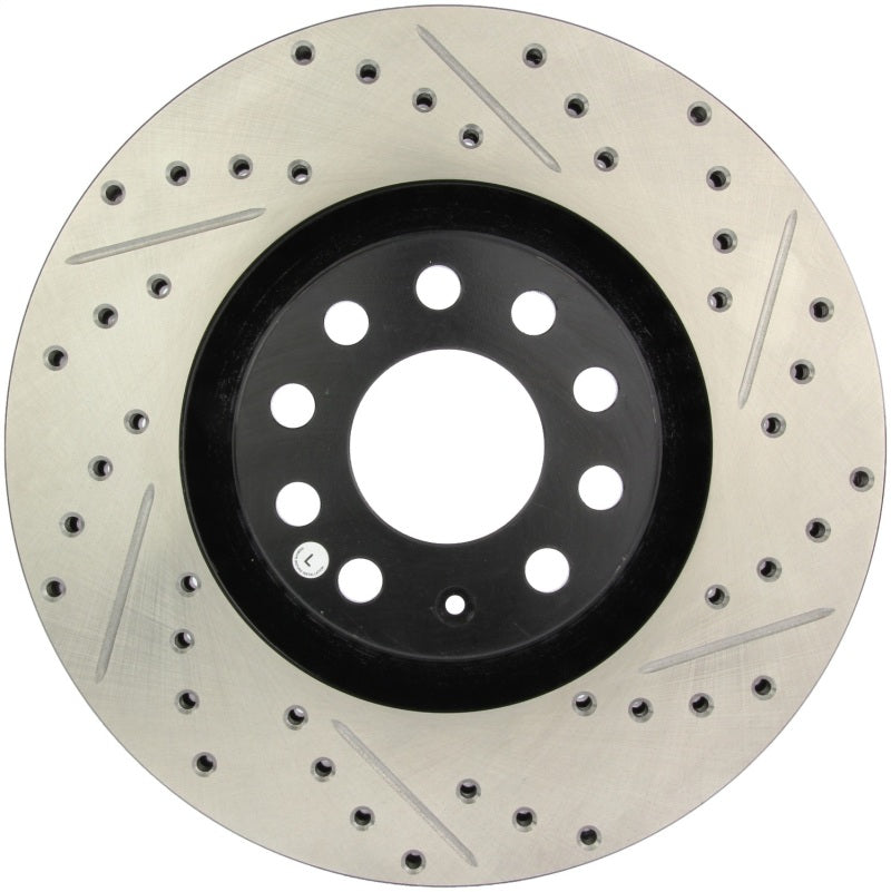 StopTech 05-06 Audi A4 Quattro/ 02-04 A6 Quattro / 99-02 S4 Front Left Slotted & Drilled Rotor Main image