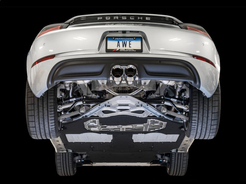 AWE Tuning Porsche 718 Boxster / Cayman Touring Edition Exhaust - Chrome Silver Tips (view 2)