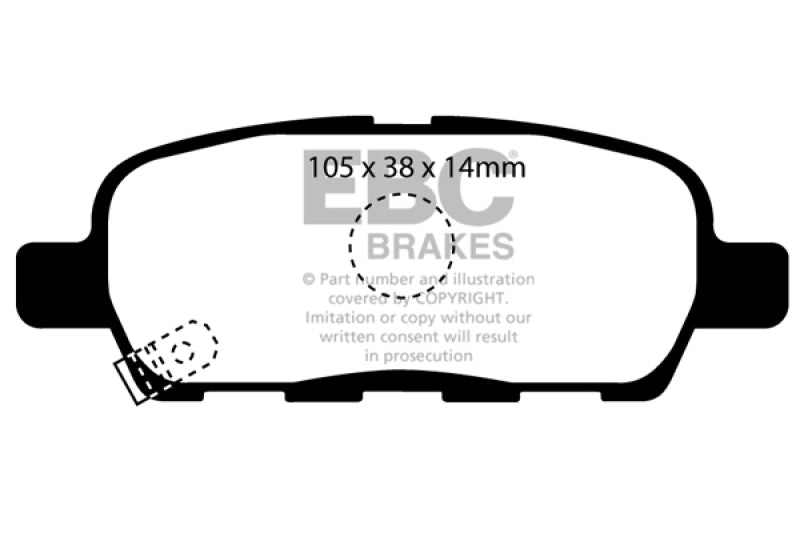 EBC 08-13 Infiniti EX35 3.5 Yellowstuff Rear Brake Pads Main image