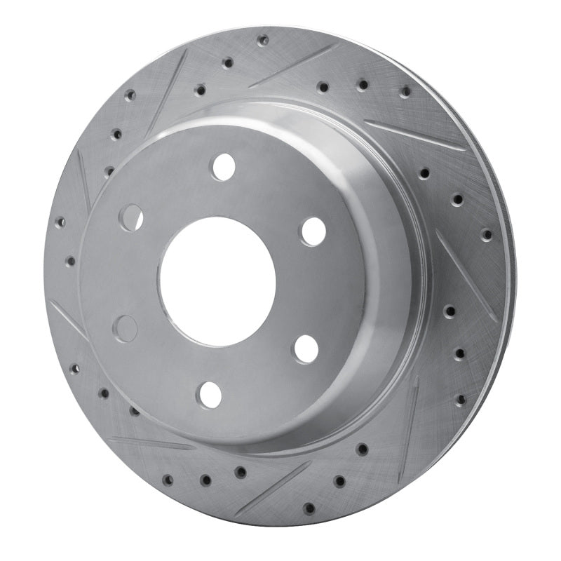 R1 00-14 Cadillac Escalade Rear Left Drilled & Slotted Silver Brake Rotor Secondary image