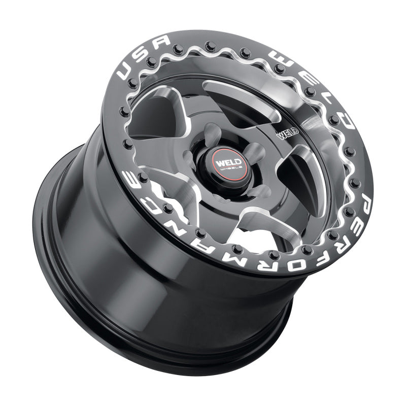 Weld S904 15x10 Ventura Beadlock 5x114.3 ET51 BS7.50 Gloss BLK MIL DIA 78.1 Main image