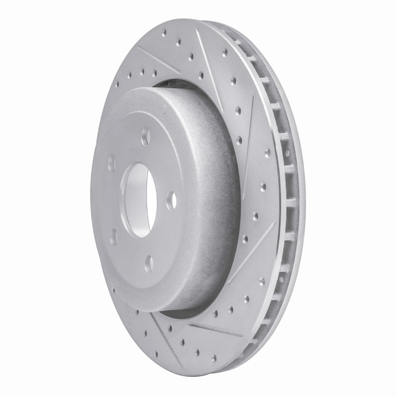 R1 06-10 Jeep Grand Cherokee Rear Right Drilled & Slotted Silver Brake Rotor Secondary image