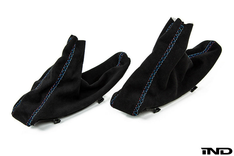 IND F8X M3 / M4 Tri-Color Alcantara E-Brake Boot - Cross Stitch Secondary image
