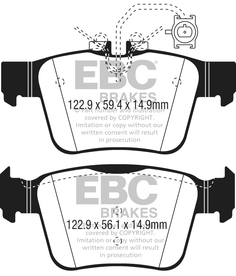 EBC 2017+ Alfa Romeo Giulia 2.0T Yellowstuff Rear Brake Pads Main image