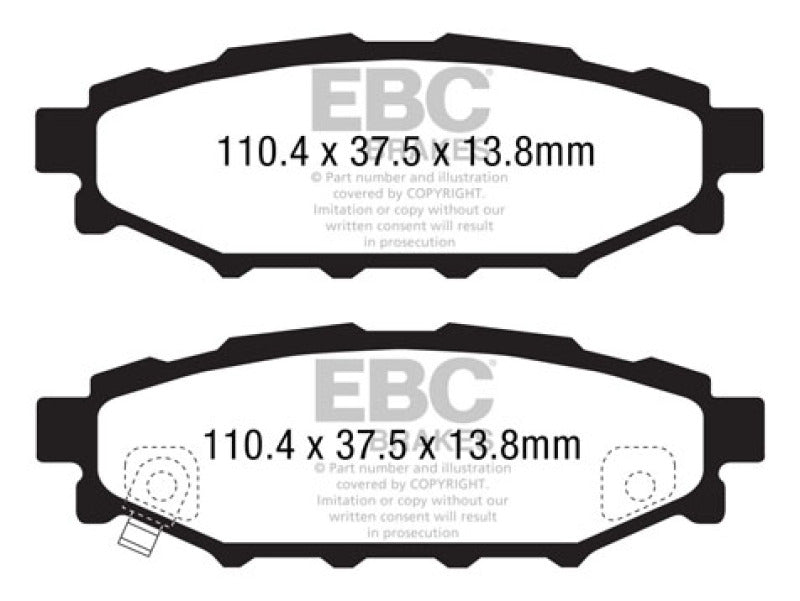 EBC 12+ Subaru BRZ 2.0 (solid rear rotors) Redstuff Rear Brake Pads Main image