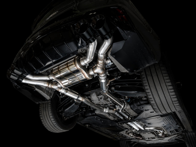 AWE Tuning 2021+ Cadillac CT4-V Blackwing SwitchPath Exhaust - Diamond Black Tips (view 3)