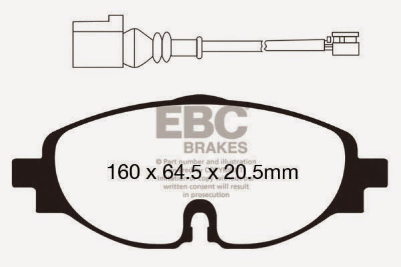 EBC 15-19 Volkswagen GTI (Mk7) Redstuff Front Brake Pads (view 2)