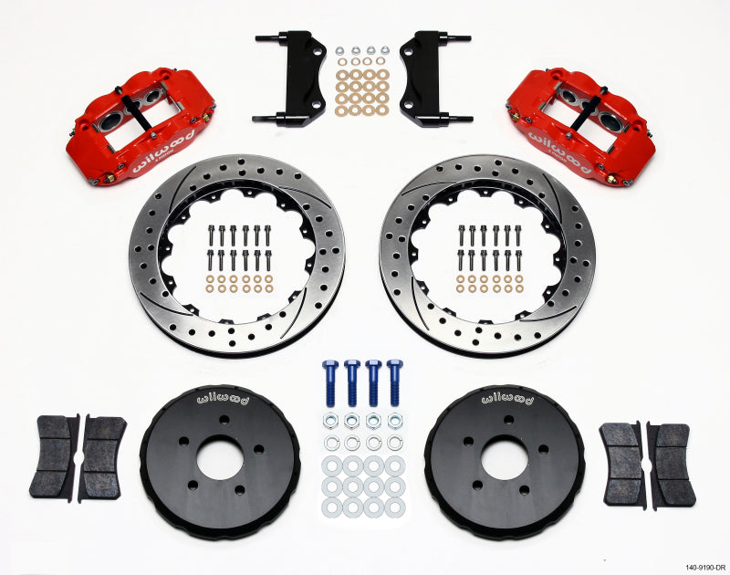 Wilwood Narrow Superlite 6R Front Hat Kit 13.06in Drill Red Nissan 350Z/Fiti G35 Main image