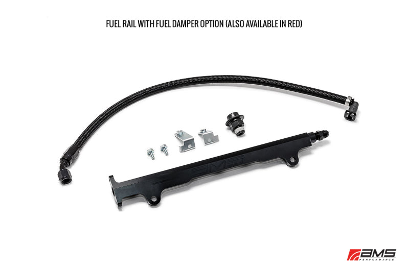 AMS Performance 08-15 Mitsubishi EVO X CNC Machined Aluminum Fuel Rail w/Pulsation Dampener - Red Main image