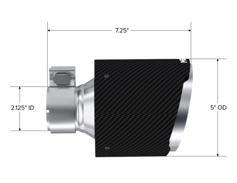 MBRP CF Tip 2.125in ID, 5in OD Out, 7.25in Length, Pair 17-25 BRZ/GR86 (view 2)