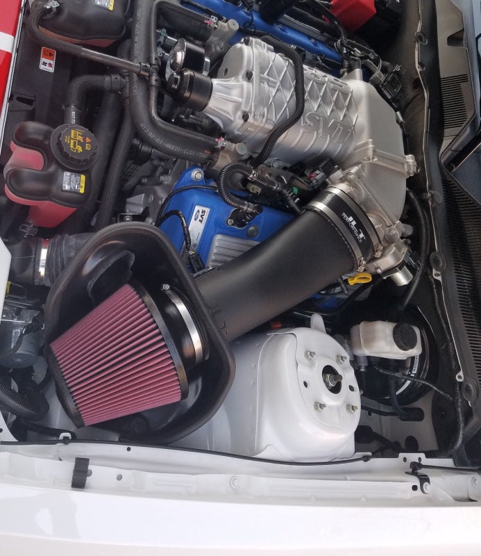 JLT 10-14 Ford Mustang GT500 Black Textured Big Air Intake Kit w/Red Filter - Tune Req Main image