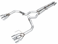 AWE 2024 Ford Mustang GT Fastback S650 RWD Track Edition Cat-Back Exhaust w/ Quad Chrome Silver Tips