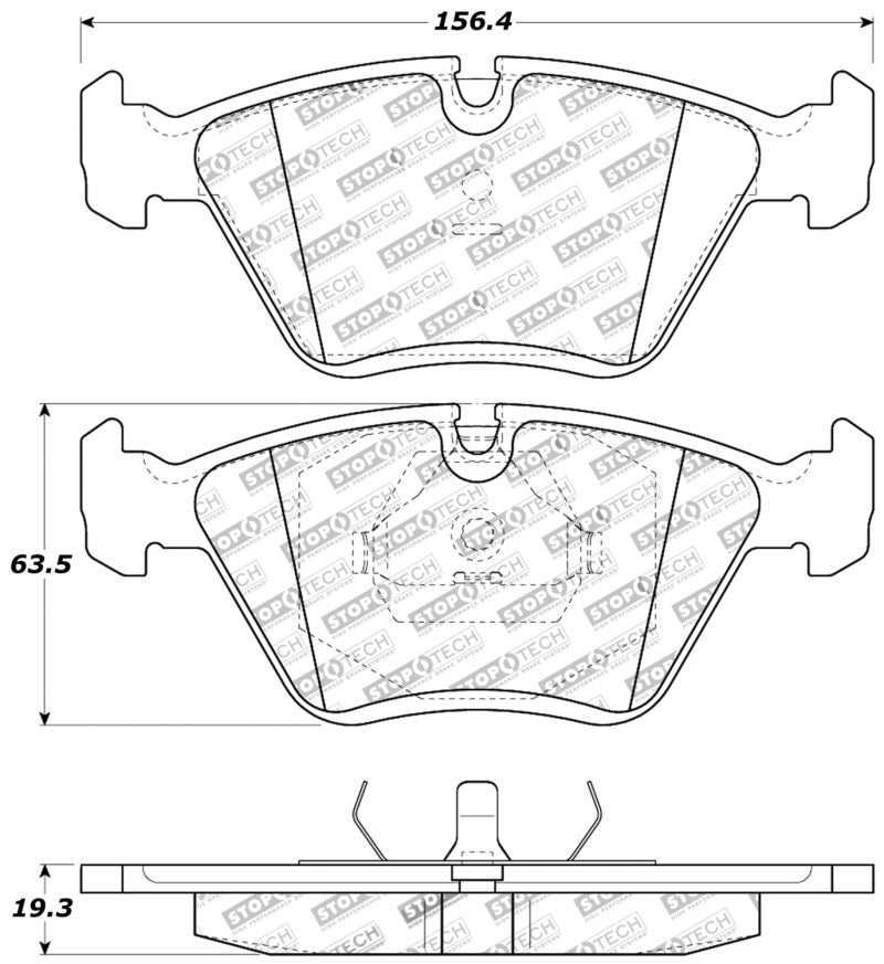 StopTech 95-99 BMW M3 / 01-07 M3 E46 / 89-93 M5 / 98-02 Z3 M series / 93-95 530 Front Brake Pads Main image