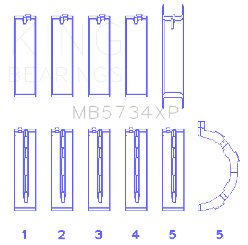 King Engine Bearings Ford Mustang 302 Coyote (Size STDX) Performance Main Bearing Set Main image