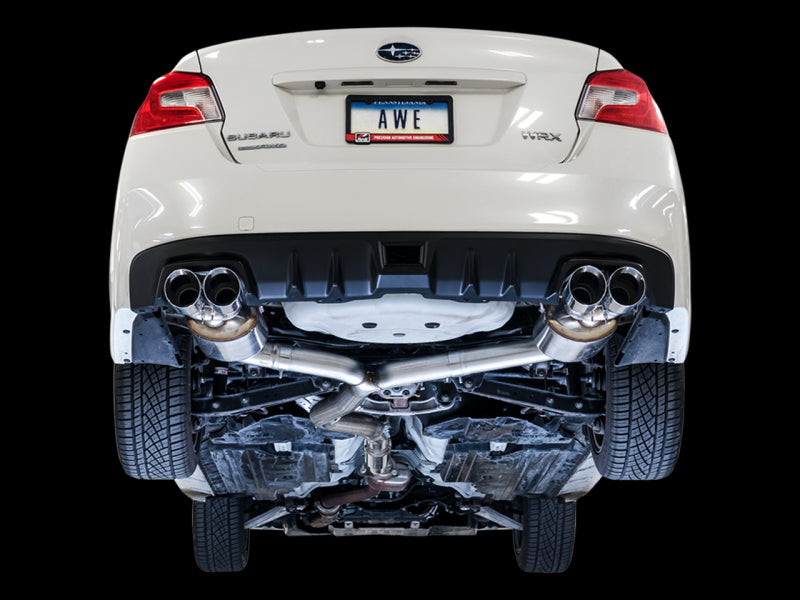 AWE Tuning 2015+ Subaru WRX VA Sedan Touring Edition Exhaust - Chrome Silver Tips (102mm) (view 2)