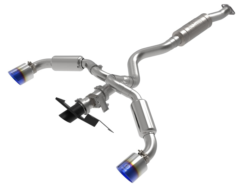 aFe 23-24 Toyota GR Corolla L3 1.6L (t) Gemini XV 3in to 2-1/2in Cat Back Exhaust w/ Blue Flame Tips Main image