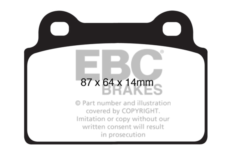 EBC 08-16 Mitsubishi Lancer Evo 10 2.0 Turbo (1 piece rotor) Yellowstuff Rear Brake Pads Main image