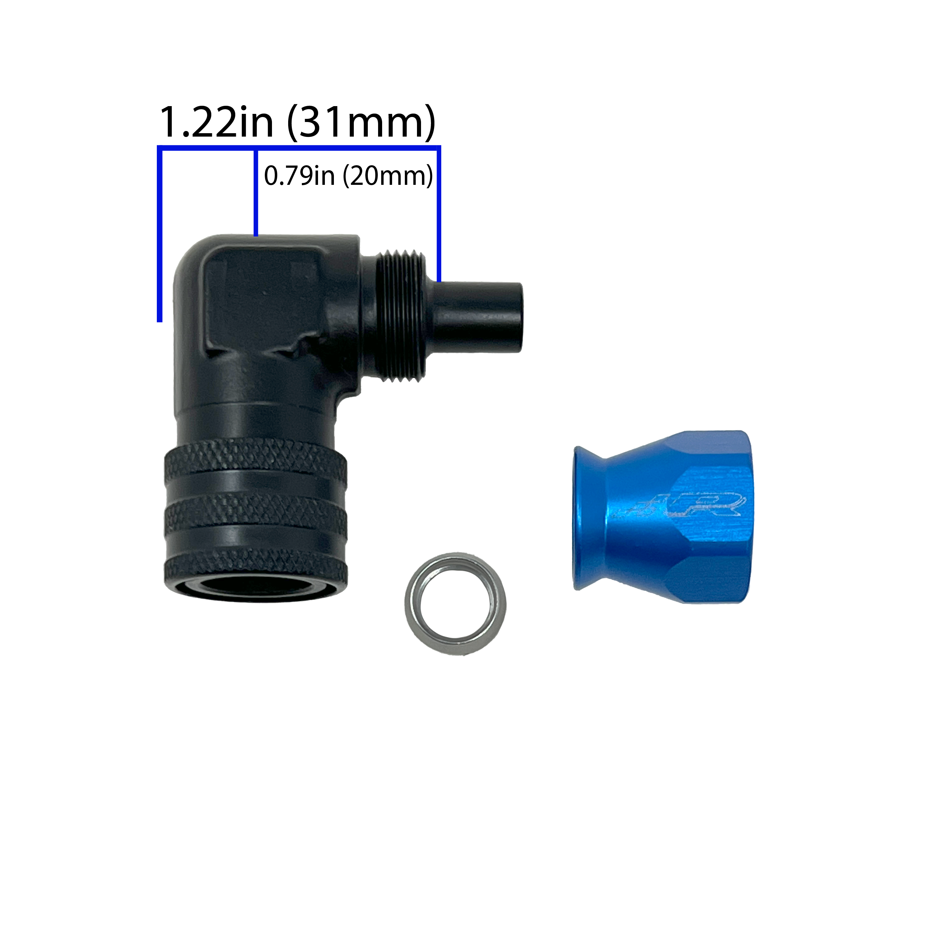 PTFE AN6 90 Degree Fitting to 9.49 (3/8") Female QC Secondary image
