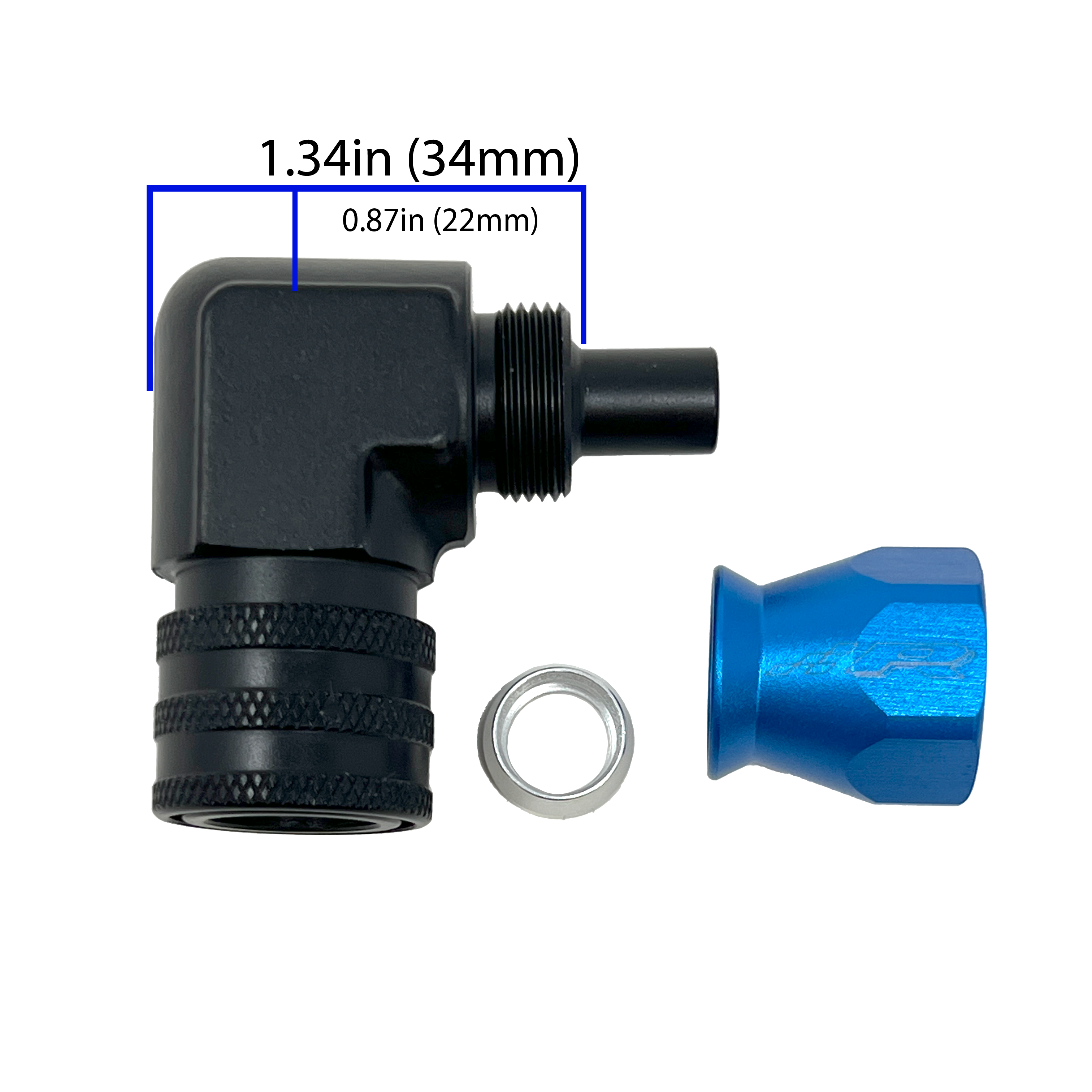 PTFE AN6 90 Degree Fitting to 9.89 Female QC Secondary image