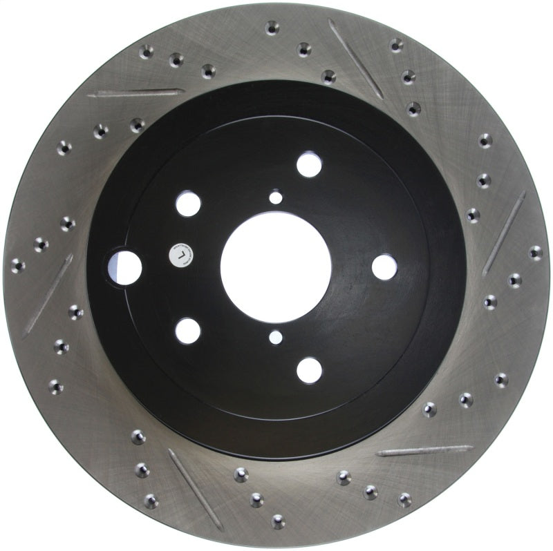 StopTech 08+ Subaru STI (Will Not Fit 05-07) Slotted & Drilled Sport Brake Rotor Main image