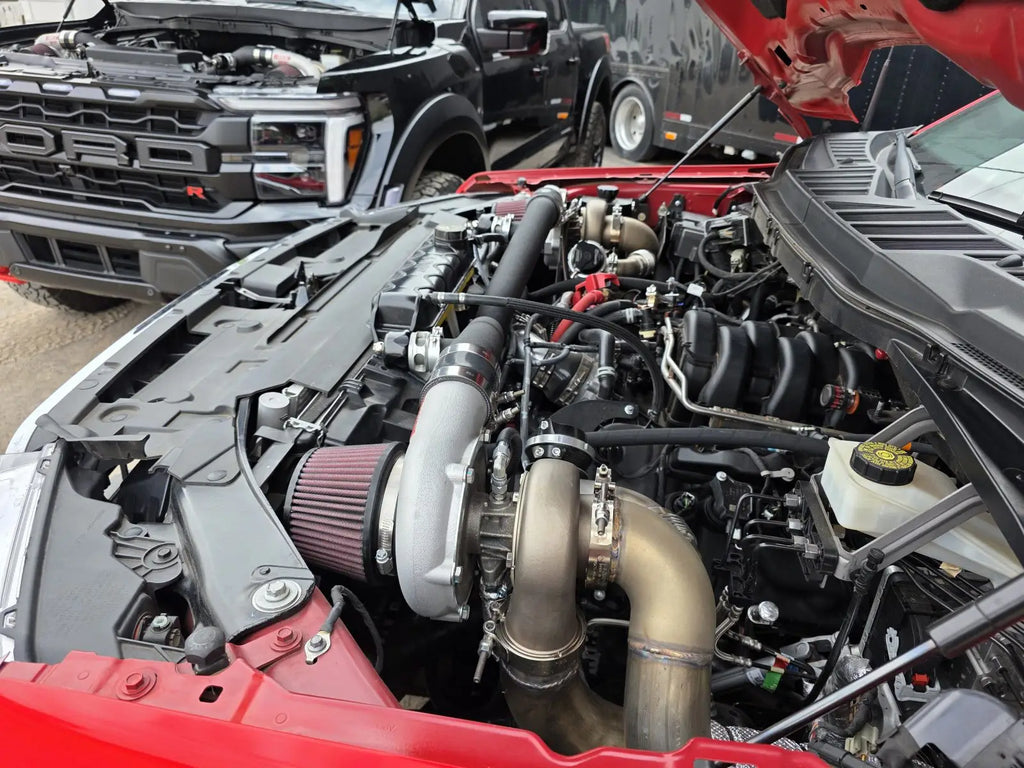 Hellion 2015-2026 Ford F-150 5.0L Top Mount MIRROR IMAGE Twin Turbo System “Street Sweeper®”