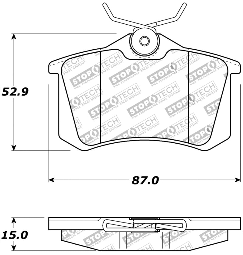 StopTech 02-08 Audi A4 Quattro / 2/99-02 Audi S4 / 93-10 VW Golf GL/GLS Performance Rear Brake Pads (view 4)