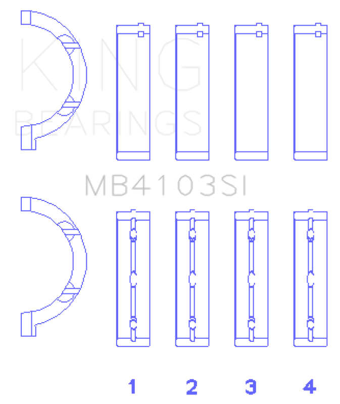 King Engine Bearings Chrysler 197 (Size +0.50mm) Main Bearing Set (view 2)