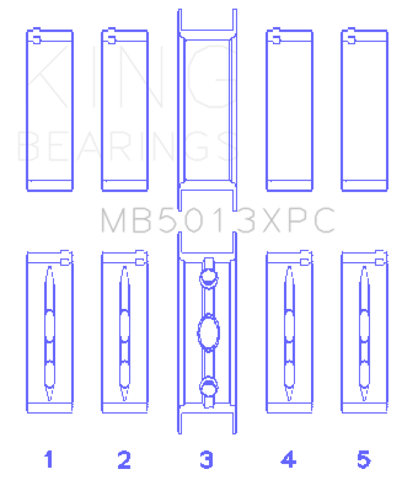 King Engine Bearings GM Vortec / LS-Series Gen III / IV Crankshaft Main Bearing Set (Set of 5) Main image