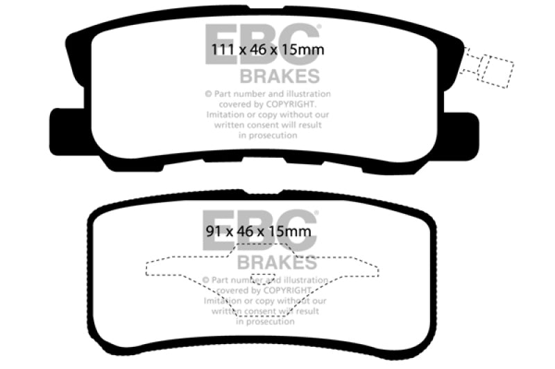 EBC 11-14 Chrysler 200 3.6 Ultimax2 Rear Brake Pads Main image