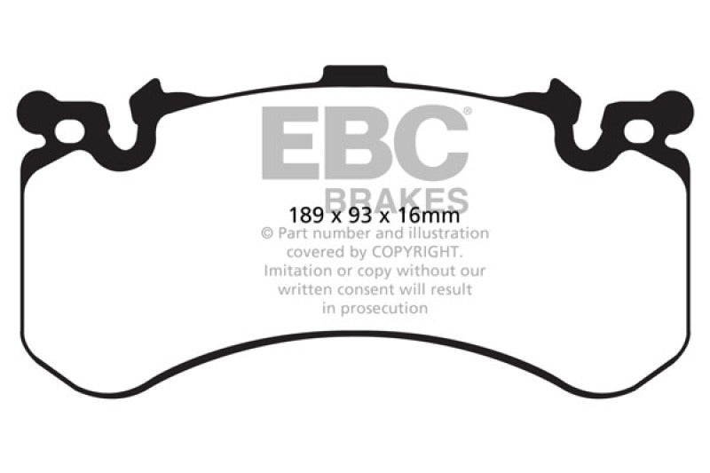 EBC 11+ Audi A8 Quattro 6.3 (Cast Iron Rotors) Yellowstuff Front Brake Pads (view 2)
