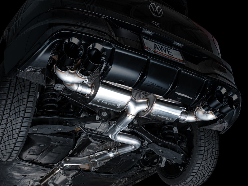 AWE Tuning MK8 Volkswagen Golf R 3in Touring Edition Quad Exhaust - Diamond Black Tips (view 3)