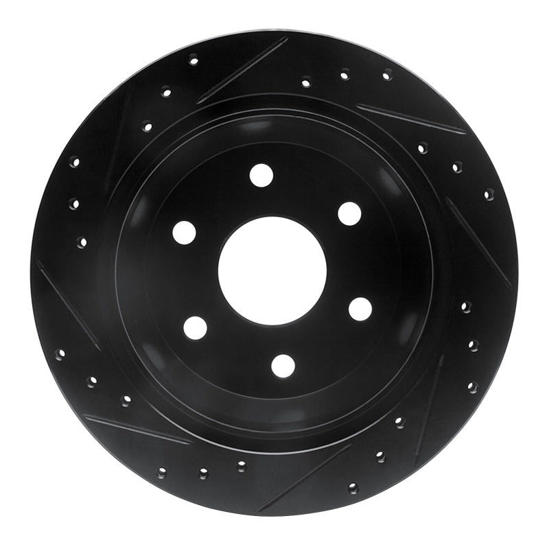 R1 99-07 Chevrolet Suburban 1500 Rear Right Drilled & Slotted Black Brake Rotor Secondary image