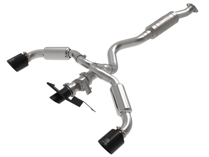 aFe 23-24 Toyota GR Corolla L3 1.6L (t) Gemini XV 3in to 2-1/2in Cat Back Exhaust w/ Black Tips Main image
