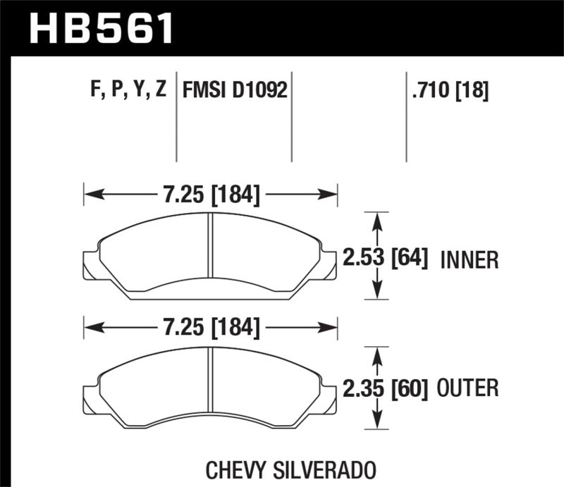 Hawk 07-08 Escalade 6.2 / 07-08 Avalanche Super Duty Front Brake Pads Secondary image