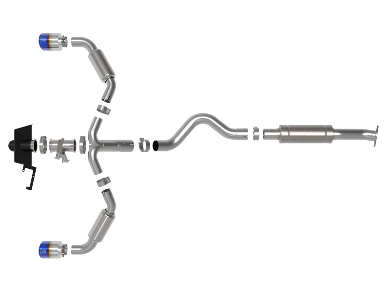aFe 23-24 Toyota GR Corolla L3 1.6L (t) Gemini XV 3in to 2-1/2in Cat Back Exhaust w/ Blue Flame Tips (view 6)