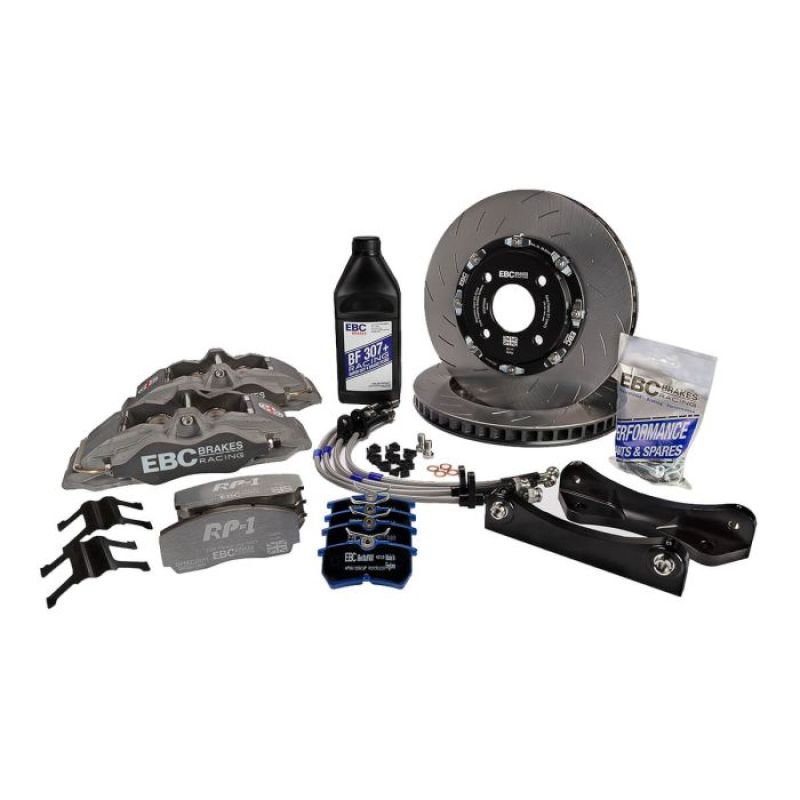 EBC Racing 12-17 Ford Fiesta ST MK7 1.6L Turbo Anodized Apollo-4 Calipers 300mm Rotors Front BBK (view 2)