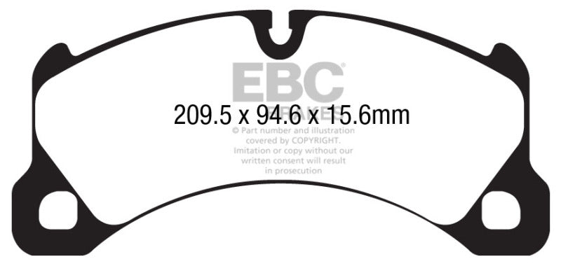 EBC 10+ Porsche Cayenne 3.6 Yellowstuff Front Brake Pads (view 2)